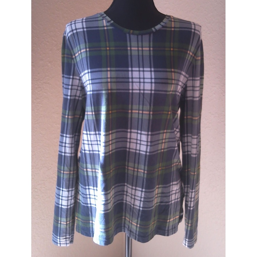 LIZ CLAIRBORNE PLAID LONG SLEEVE TOP SIZE LARGE